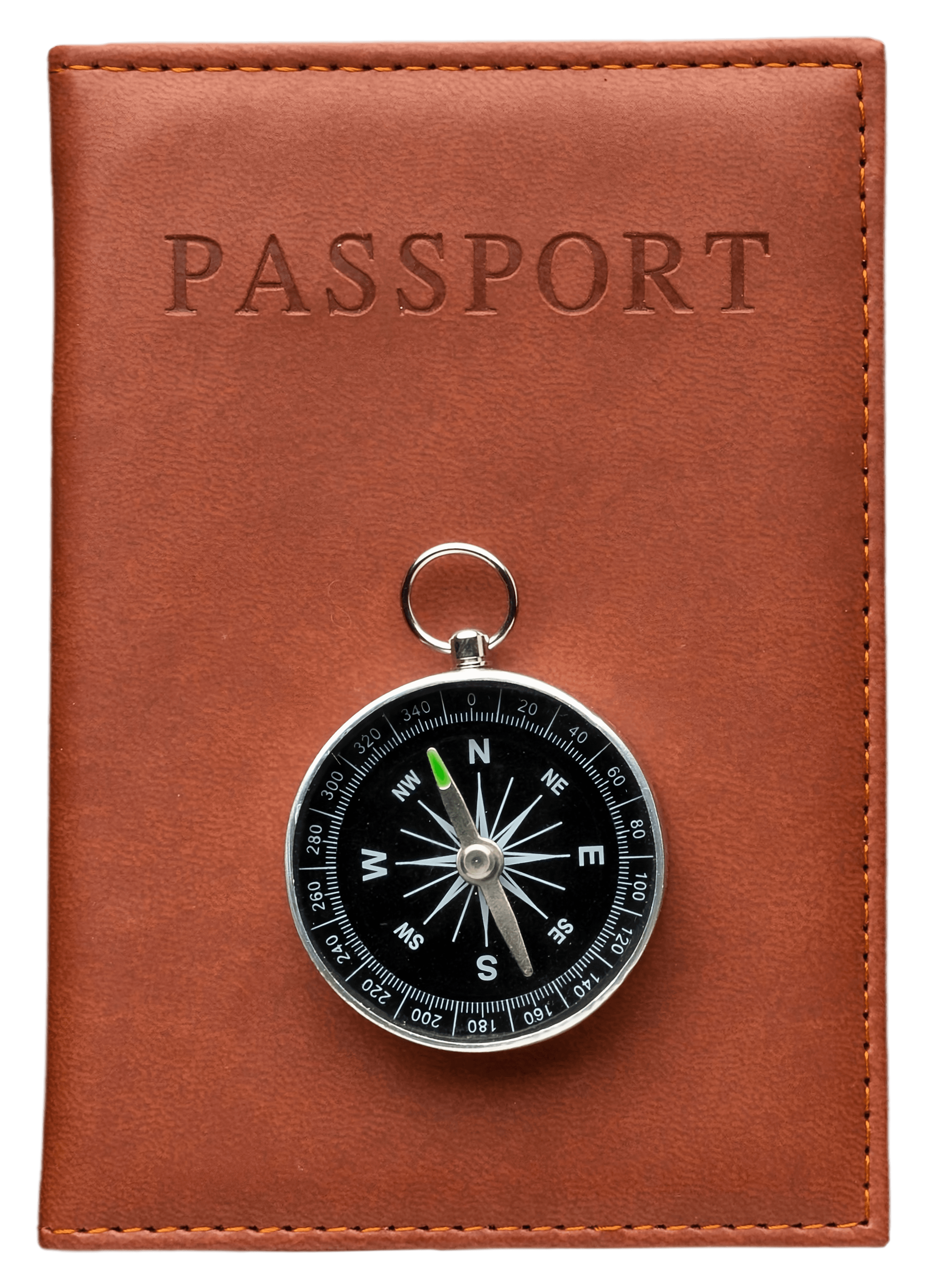 Passport with a compass on top