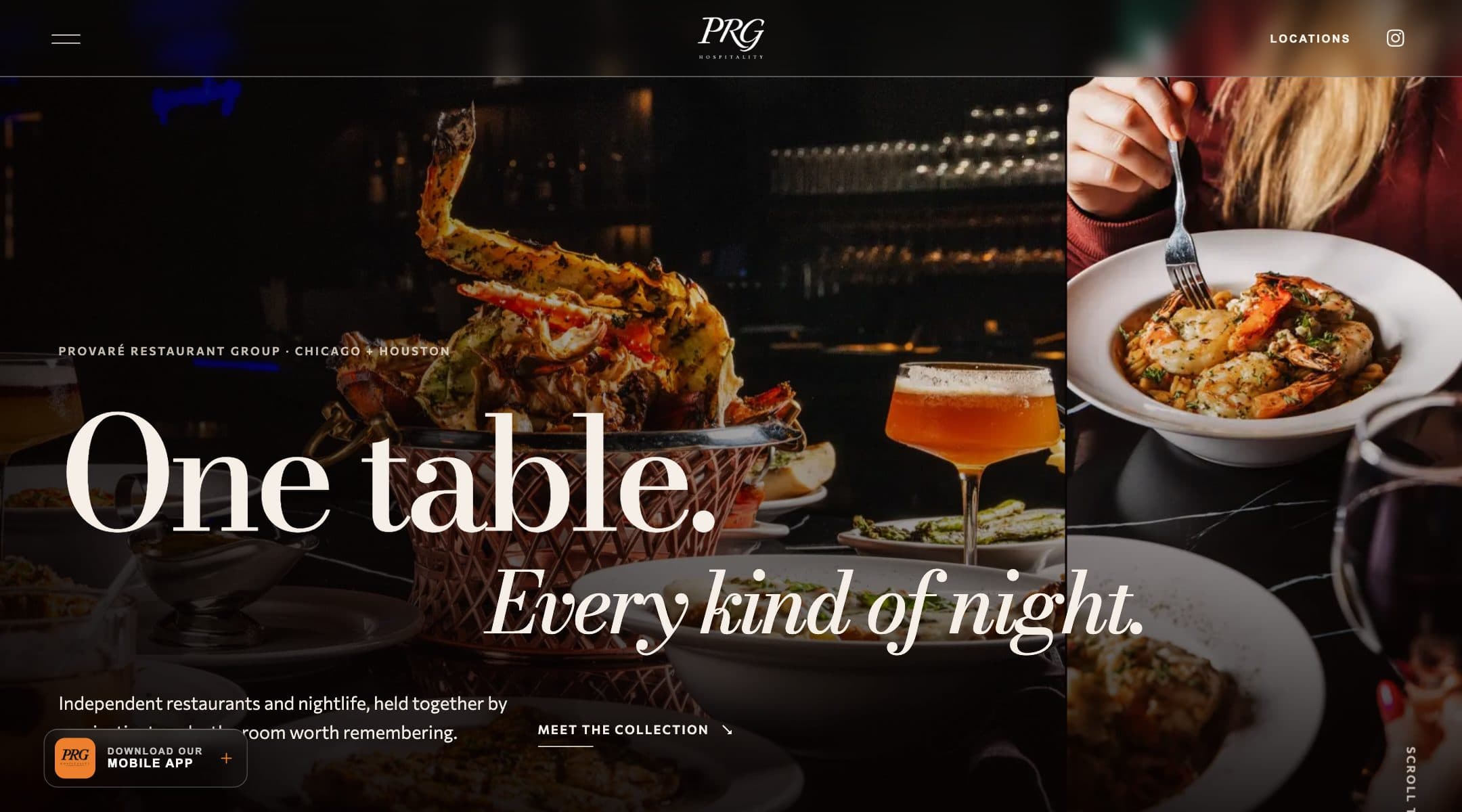 PRG Restaurants website preview